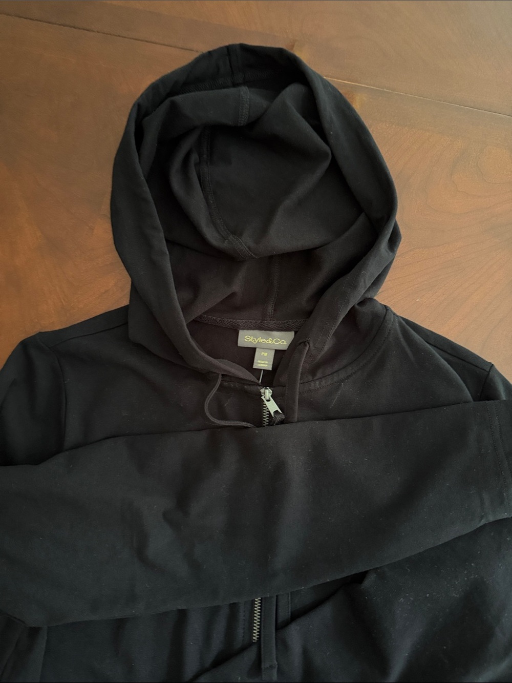 Style & Co. Black Zip-Up Hooded Sweatshirt